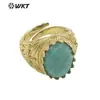 WT-R456 Anillo Distintivo Set de Montura Galvanizado en Oro Real de 18K con Anillo para Mujer Piedra Semipreciosa Natural Joyería de Venta Caliente