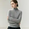 Nuevo cárdigan de cachemir de cuello alto para mujer Otoño/Invierno 2026, tejido de punto abotonado con dobladillo enrollado, versátil abrigo suéter de punto suave