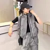 Chaleco Chaqueta de Trabajo Estilo Europeo para Mujer, Nuevo Modelo Primavera y Otoño, Chaleco Casual con Capucha Petite, Chaqueta sin Mangas a la Moda