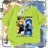 Ropa de Manga Corta para Niños Temática Delta Force Lobo Rojo Corrosión Oro Rosa 2026 Nueva Camiseta Holgada de Verano Moderna