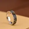 Anillo de plata de ley 925 con diseño retro tailandés de ciervos dorados, con apertura para pareja, con diseño de cinco estrellas, al por mayor