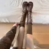 Meias 7/8 Novas Outono e Inverno Femininas Cor Sólida Meias Largas Estilo Japonês de Alta Qualidade Meias Longas de Tricô JK Meias para Afinar as Pernas