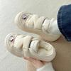 Sapatos de inverno fufu de leite forrados com fleece feminino 2024 novo fecho de velcro sola grossa sapatos de plataforma muffin sapatos de pão versáteis