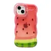 Capa de Celular de Melancia de Verão para Apple 16promax 14 Silicone Transparente 13 Suporte Duplo 15 Criativa Pequena Fresca