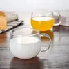 Taza de Leche de Vidrio de Borosilicato Hecha a Medida por el Fabricante para la Sala de Estar, Taza de Té Transparente de Vidrio de Una Sola Capa para Uso Doméstico, Taza Redonda para Té de Flores