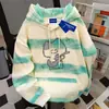 Vibe Diseño Americano Estilo Coreano Elegante Sudadera con Capucha Versátil para Mujer Otoño e Invierno Casual Perezoso Tie-Dye Top de Contraste