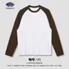 Ropa Masculina Rs Transfronteriza 270g Manga Raglán Algodón Puro Camiseta de Manga Larga para Hombre Peso Pesado Estilo Americano Ins Color de Contraste Camiseta Base para Hombre