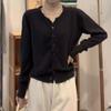 Cardigan tejido estilo occidental de color sólido, suave, glutinoso, dulce y picante, de manga larga, todo a juego, ajuste slim, para usar por dentro y por fuera, top elegante, estilo coreano, principios de otoño