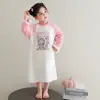 Camisola Infantil Meninas Outono e Inverno Fleece Coral Fina 2025 Nova Flanela Desenho Animado Estilo Princesa Pijama Meninas