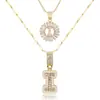 Amazon Transfronterizo Popular Collar con Colgante de Zircón Redondo Letra Inicial 26 Cadena de Clavícula en Capas Joyería Versátil de Moda