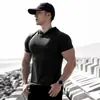 Nueva Camiseta Deportiva de Verano con Capucha, Secado Rápido, Manga Corta para Hombre, Músculo, Correr, Baloncesto, Entrenamiento, Fitness, Elástica