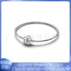 Pandora Novo 925 Cobre Branco Corrente Osso de Cobra Formato de Coração Diamante Incrustado Pulseira Pequena Margarida Simples Fashionável Bracelete Transfronteiriço