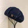 Novo Boina Jeans Dome C padrão beret feminino jovem versátil casual chapéu de pintor japonês ins beret moda