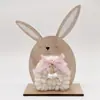 Jardinería de Primavera Adornos de Conejo de Madera Decoraciones Manualidades de Conejito de Pascua y Huevos Adornos Pequeños de Escritorio