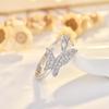 Nuevo Estilo Ins Nuevo Estilo Diseño Simple Estilo Frío Anillo Plateado Abierto para el Dedo Índice Anillo de Zircón con Forma de Mariposa Doble