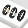 Pulsera Popular para Hombre de Acero Inoxidable y Cordón de Cuero Estilo Europeo y Americano, Diseño de Ancla para Verano, Cierre Magnético que se Puede Abrir y Cerrar