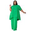 N7994 Roupas Femininas de Comércio Exterior da Amazon Moda Europeia e Americana Temperamento plus size Top de Manga Curta Calças de Perna Larga Terno Transfronteiriço Mulheres