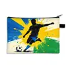 Cartera para monedas grande de temática de fútbol nueva de Temu transfronteriza, bolsa simple cuadrada para almacenamiento de papelería, estuche para lápices de gran capacidad para estudiantes