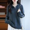 Sudadera con capucha de punto grueso de panal 100% lana con cremallera para mujer en otoño e invierno, suéter casual versátil, grueso, suave y que no hace bolitas