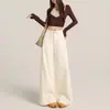 Jeans blancos de pierna ancha con forro de polar para mujer, otoño e invierno 2026, casual petite, adelgazantes, de cintura alta, rectos relajados, con caída