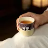 Taza de cerámica Moxi Fen Yin pintada a mano con bambú morado y panda, taza maestra de kung fu, juego de té de bambú para el hogar, taza de degustación de té