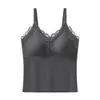 Ropa interior térmica de cachemira y seda para otoño e invierno, cómoda, con forro polar, engrosada, con almohadillas en el pecho, capa interior que elimina la necesidad de sujetador