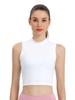 Ropa de Yoga Corta sin Mangas de Verano Europea y Americana Sexy Color Sólido Cuello Redondo Ajustada para Uso Interior Chaleco Deportivo para Mujer