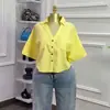Moda Femenina Transfronteriza Europea y Americana Verano 2026 Nuevo Diseño Elegante Holgado Versátil Top Camisa Corta con Cuello de Solapa