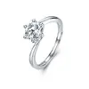 Anillo giratorio de brazo de torsión simple de moda para mujer, anillo de temperamento elegante, anillo de circonita, ajuste de apertura, anillo de boda de seis garras, venta al por mayor