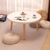 Mesa redonda pequeña hecha a medida para uso doméstico, adecuada para dormitorios, tatamis o como una mesita de té pequeña; patas de madera maciza, mesa baja, mesita auxiliar pequeña para la sala de estar