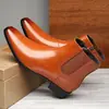 Botas Chelsea Talla Extra Grande Hombre Otoño Punta Puntiaguda Estilo Británico Botas Cortas de Caña Alta para Hombre Zapatos de Vestir de Cuero 2208