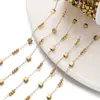 Corrente Quadrada Banho a Vácuo de Aço Inoxidável Feita à Mão + Contas Espaçadoras Corrente para Clavícula Acessórios para Pulseira Colar Brincos DIY Feitos à Mão