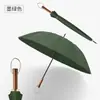 Guarda-chuva automático de 24 varetas com cabo de madeira atacado logotipo personalizado cabo longo reto grande resistente ao vento para três pessoas guarda-chuva de presente publicitário