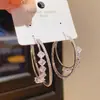 Plata Chapada en Oro Real de 18K Aguja de Plata Lujo Accesible Zircón Geométricos Redondos Pendientes de Doble Capa Pendientes Elegantes de Gama Alta de Nicho para Mujeres