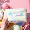 Linda celebridad de internet japonesa ins bolsa de cosméticos de gran capacidad con arena movediza de planeta corazón de niña portátil tamaño pequeño bolsa de aseo de viaje