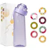 Copo aromatizado 650ml com design de anel triplo e anel de sete, 0 açúcar 0 calorias, Anel Cui Xiang, feito de material tritan, resistente a altas temperaturas, copo de água divertido