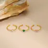 Anillo Corazón Zirconia Transfronterizo Anillo Acero de Titanio No se Desvanece Exquisito Versátil Acero Inoxidable Anillo Abierto Anillo