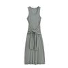 Vestido largo sin mangas de color liso estilo europeo y americano para mujer, estilo Spice Girl, con cintura falsa y cordones, estilo americano y europeo, 2024