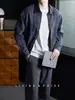 Commute Intelectual|Jaqueta Workwear Desgastada 100% Algodão Puro para Homens, Jaqueta Casual Tendência de Caimento Solto com Gola de Couro