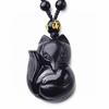 Pingente de Raposa de Obsidiana Natural Colar de Casal Raposa Fosca Pingente para Homens e Mulheres Cristal Donghai Atacado