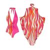 2023 Nuevo Europeo y Americano Amazon AliExpress Traje de baño de una pieza a rayas para mujer Traje de vacaciones de playa Blusa halter