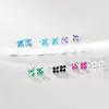Nalan Plata de Ley S925 Estilo Coreano Diamante Colorido Flor de Cuatro Hojas Incrustada Turquesa Sintética Espiral Hélice para Oreja M06787
