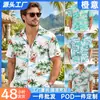 2026 Nova Tendência de Moda Transfronteiriça Estampa Digital 3D Solta Casual Estilo de Férias Camisa Masculina de Manga Curta Atacado