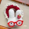 Laço de cabelo de renda de coelhinho fofo para crianças e meninas, faixa de cabelo doce e feminina de alta elasticidade para mulheres, elástico para rabo de cavalo