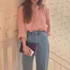 Camisa Redonda Dulce para Mujer, Corte Holgado, Nuevo Estilo Francés Primavera 2026, Top Juvenil Verde Menta, Blusa Versátil de Manga Larga