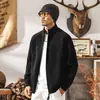 Suéter cárdigan retro americano de 7 agujas, peso pesado, para hombre, primavera y otoño, doble cremallera, cuello medio alto, suéter de punto, abrigo, para hombre, otoño e invierno