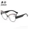 Gafas de Lectura Estilo Europeo y Americano Personalizadas con Bloques de Color Ojo de Gato Montura Grande Anti Luz Azul para Mujer, Elección de Influencers, Aspecto Natural, Efecto Adelgazante, Gafas sin Graduación