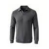 Nueva Camiseta de Manga Larga Lisa con Cuello de Solapa para Hombre de Primavera y Otoño, Transfronteriza, Holgada, Informal, Capa Base, Cuello Polo, Top Casual