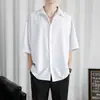 Nova Camisa de Manga Longa Fina de Seda de Gelo Primavera/Verão 2026 para Homens, Estilo Ins, de Alta Qualidade, Elegante, Modelagem Solta, Camisa com Caimento