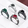 Anillo de Calavera Piedra de Llama con Circonita Redonda de Cuatro Garras, Joyería Exquisita y Atmosférica para el Dedo Índice de Mujer, Exclusivamente para Ventas Transfronterizas